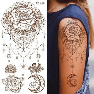 Supperb Temporary Tattoos - Inspired Mandala Rose Mehndi Design Jewelry Healing